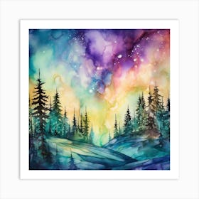 Watercolor Of A Forest Art Print