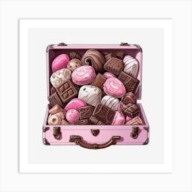 Chocolates In A Pink Suitcase Art Print