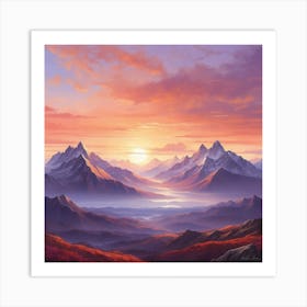 Sunset In The Mountains Art Print