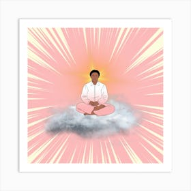 Meditate in The Clouds - Pink/Grey/Yellow Art Print