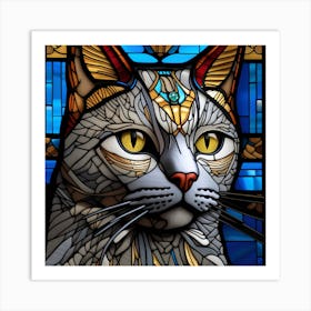 Cat, Pop Art 3D stained glass cat superhero limited edition 59/60 Art Print
