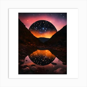 Moon Reflected In Water Art Print