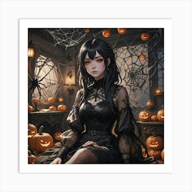 Halloween Goth Anime Girl 2 Art Print