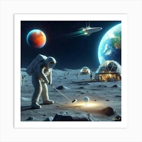 Golf On The Moon Art Print