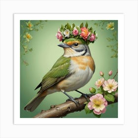 Bird In A Flower Crown 1 Art Print