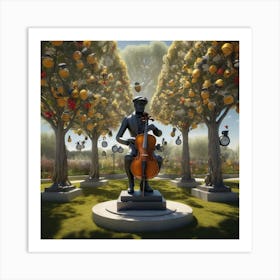 Statue Of A Cellist 1 Art Print