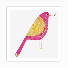 Pink Watercolor Bird Saying Something Salty Art Print