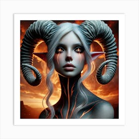 Demon Girl With Horns 11 Art Print