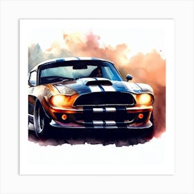 Mustang Shelby Watercolor Painting Art Print