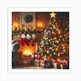 Christmas Tree In The Living Room Art Print