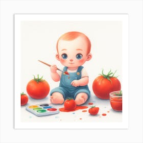 Little Boy Tomatoes Art Print