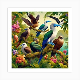 Birds In The Jungle Art Print