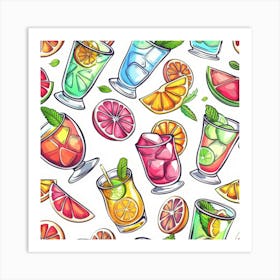 Seamless Pattern Of Drinks 1 Art Print