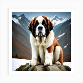 St Bernard Dog 52 Art Print