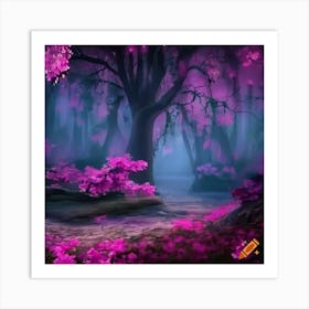 Craiyon 221255 Fairy Forest With Warm Ambience In Fantasy World With Pink Flowers Art Print