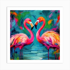 Flamingos In Love 4 Art Print