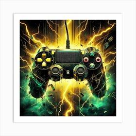 Lightning PlayStation Controller Art Print