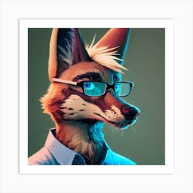 Fox With blue shirt Art Print