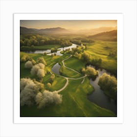 Sunrise Over A Valley Art Print