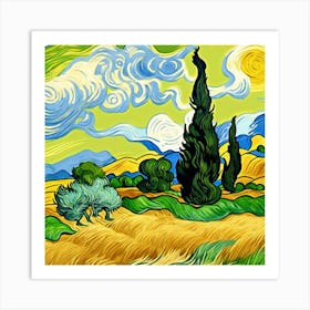 A Wheatfield With Cypresses, Vincent van Gogh 16 Art Print