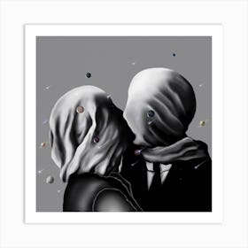 Two Saturns One Space Square Art Print