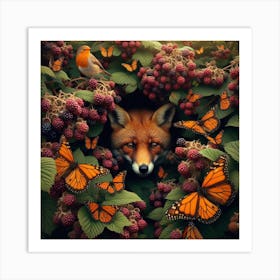 Fox In The Bushes Art Print