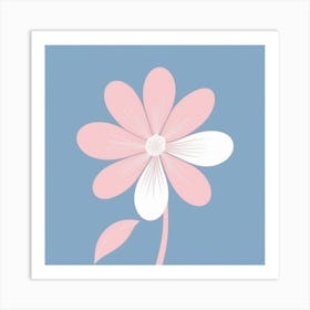 A White And Pink Flower In Minimalist Style Square Composition 532 Art Print