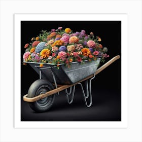 Wheelbarrow Of Flowers Art Print