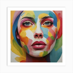 Colorful Gouache Inspired Face 1 Art Print 3 Art Print