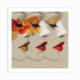 Three Women'S Faces Art Print