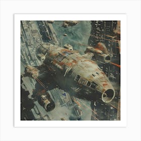 Classic Retro Spacecraft Scene 1 Art Print