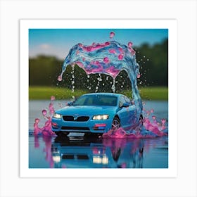 Car Splashing Water Art Print