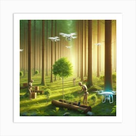 Drones In The Forest 4 Art Print