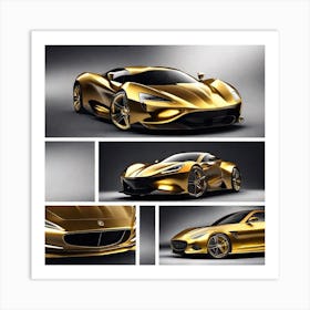 Gold Sports Car 16 Art Print