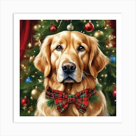 Golden Retriever Christmas Art Print