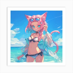 Anime Girl In Bikini 3 Art Print