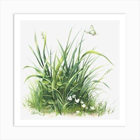 Watercolor-Spring-Grass-Clipart.15 Art Print