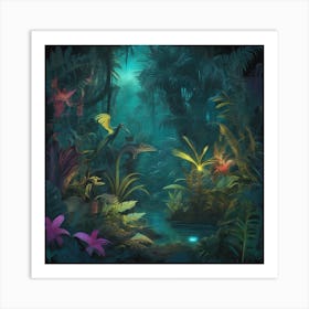 A Mysterious Jungle Night Art Print