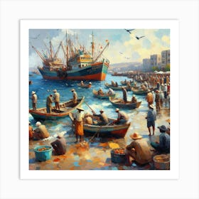 Fishing Boats On The Beach Art Print