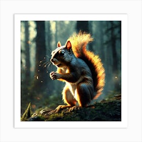 Squirrel In The Forest 39 Art Print