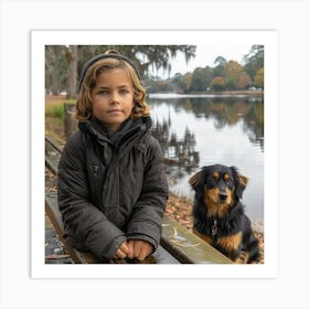 Boy And His Dog 1 Art Print