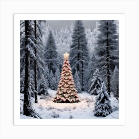 Christmas Tree In The Forest 50 Art Print