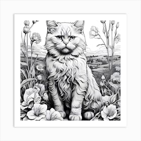 Cat In The Meadow Art Print