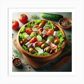 Salad In A Wooden Bowl Art Print