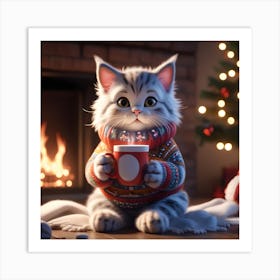 Christmas Cat 1 Art Print