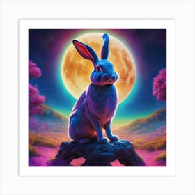 Rabbit In The Moonlight 1 Art Print