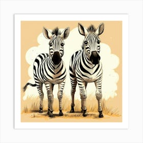 Zebras Cartoon 1 Art Print