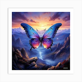 Butterfly With Brush Like Wings Flapping Cause Paint To Scatter Creating Miniature Landscapes With Art Print