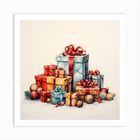 Elegant Christmas Giftbox Ilustration Series008 Art Print