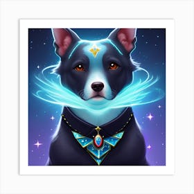 Dog With Star Necklace Art Print